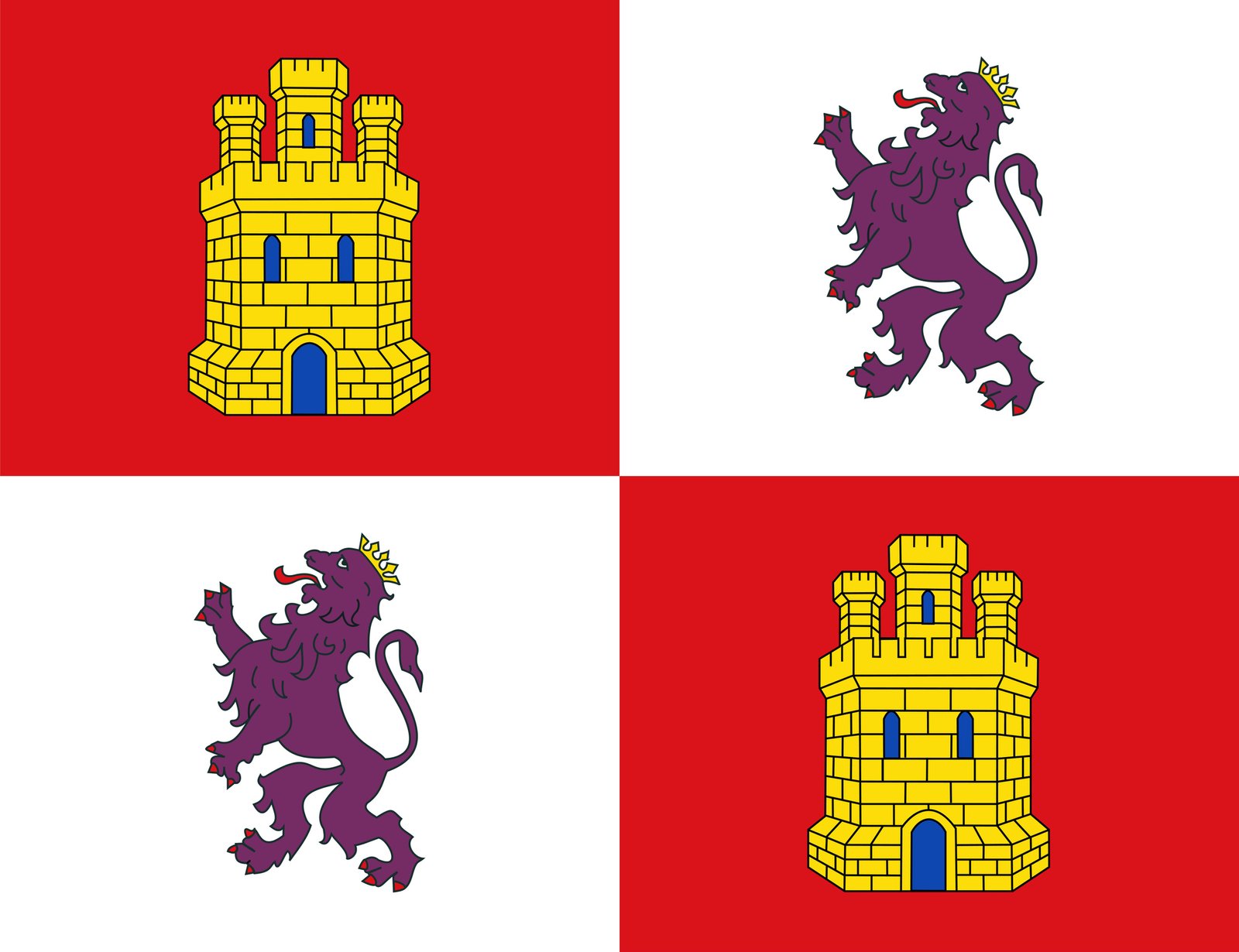 Castile and Leon flag, autonomous community of Spain. Vector illustration.